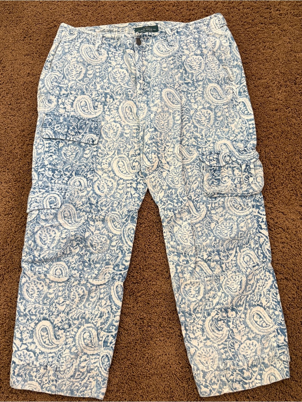Vintage Lauren Jeans Co Ralph Lauren Paisley Cargo Pants Size 14 Cotton Linen
